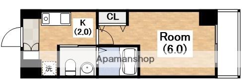 グランパシフィック花園北(1K/8階)の間取り写真