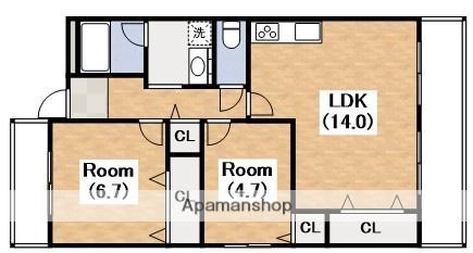 クレセール阿倍野(2LDK/4階)の間取り写真