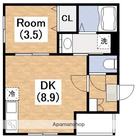 ハーモニーテラス杭全Ⅱ(1DK/2階)の間取り写真