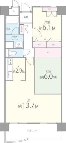 メゾン・ド・グリシーヌ(2LDK/5階)の間取り写真