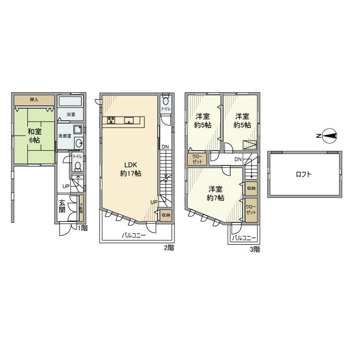 南港ポートタウン線 平林駅(大阪) 徒歩10分 3階建 築22年(4LDK)の間取り写真