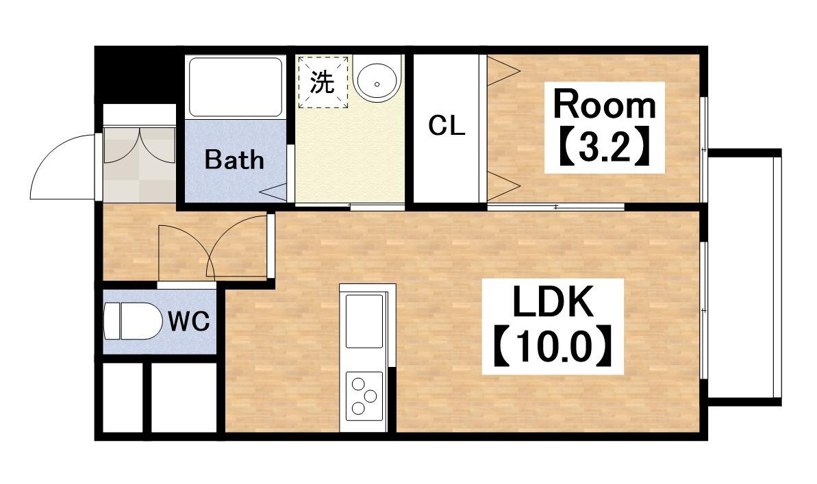 エーデ田辺(1LDK/1階)の間取り写真