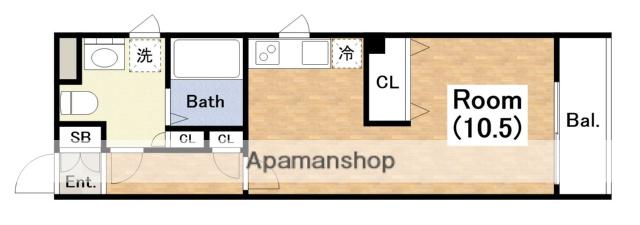 アパルトマン阪南町(ワンルーム/5階)の間取り写真