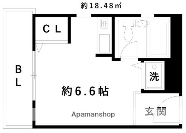 ヒラクハイツ(ワンルーム/2階)の間取り写真