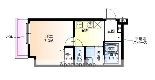 フジパレス今川公園東5番館(1K/2階)の間取り写真