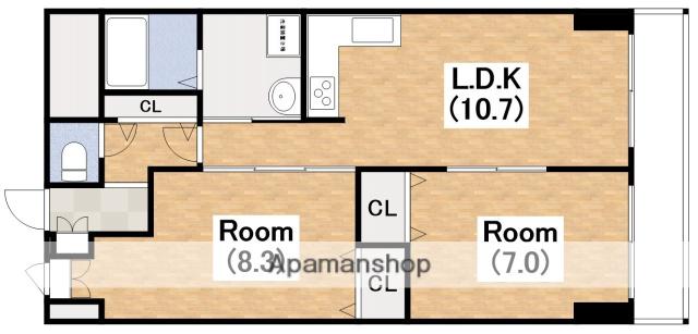 ハイツ天王寺1号館(2LDK/5階)の間取り写真