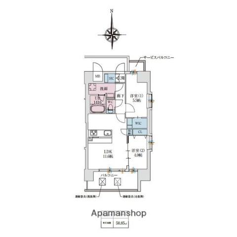 スプランディッドあびこ駅前DUE(2LDK/15階)の間取り写真