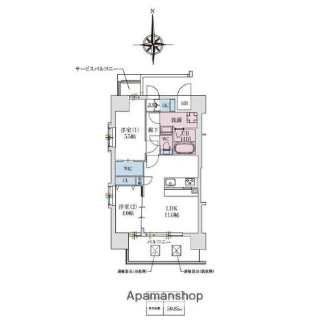 スプランディッドあびこ駅前DUE(2LDK/15階)の間取り写真