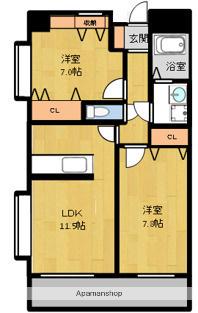 ラフィール心音(2LDK/6階)の間取り写真