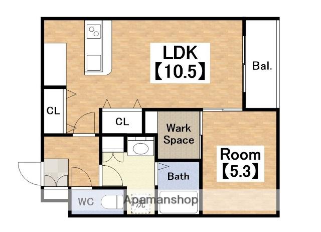 ジュネス西田辺(1LDK/1階)の間取り写真