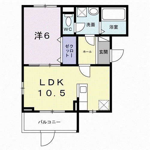 ロイヤルメゾン北巽Ⅱ(1LDK/2階)の間取り写真