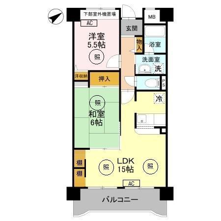 GALAXYWILL中百舌鳥(2LDK/9階)の間取り写真