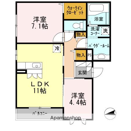 コンフィール長居東(2LDK/2階)の間取り写真
