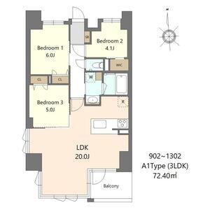 S-RESIDENCE谷町六丁目ALO(3LDK/10階)の間取り写真
