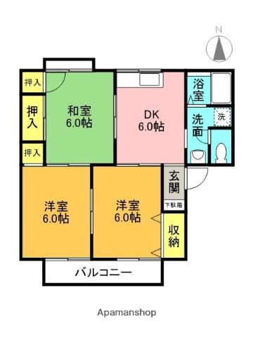 ネオ松ヶ本(3DK/2階)の間取り写真