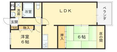 グリーンヒルズ城山(2LDK/1階)の間取り写真