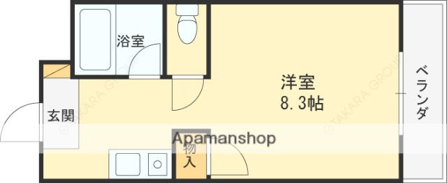 ロワイヤル離宮西宮(1K/1階)の間取り写真