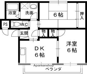 ブラウンハイツ(2DK/2階)の間取り写真