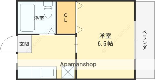 グラツィオーソ石切(1K/2階)の間取り写真