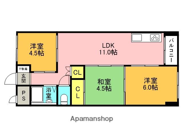 コンコード甲子園(3LDK/4階)の間取り写真