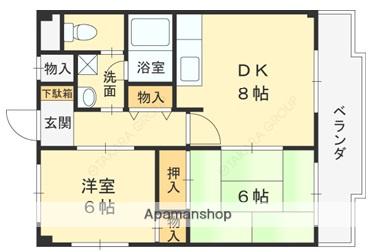 セントポリア(2DK/2階)の間取り写真
