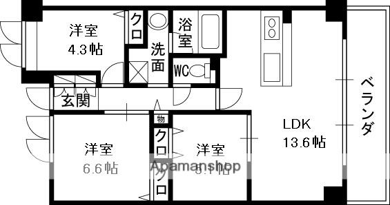 LE PORTE-BONHEUR(3LDK/3階)の間取り写真