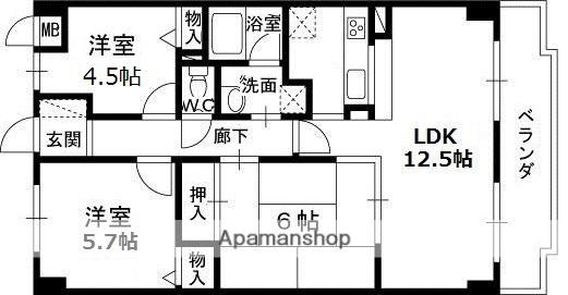 ココ西宮(3LDK/4階)の間取り写真