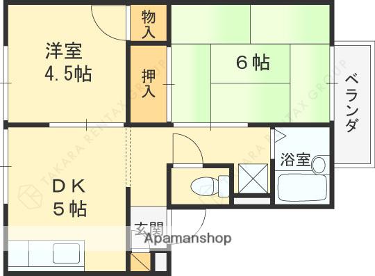 ハイツKS(2DK/2階)の間取り写真