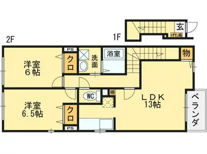 爽・大井(2LDK/2階)の間取り写真