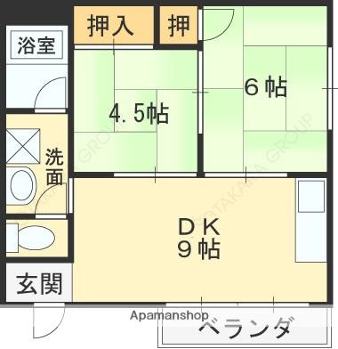 メゾンデソール(2DK/2階)の間取り写真