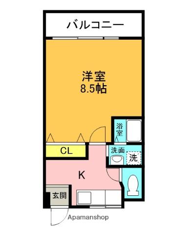 シャトルヨネ(1K/3階)の間取り写真