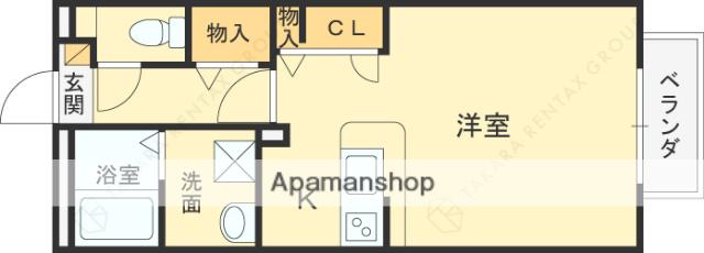 DAIKENN武庫之荘ポルタA(ワンルーム/1階)の間取り写真