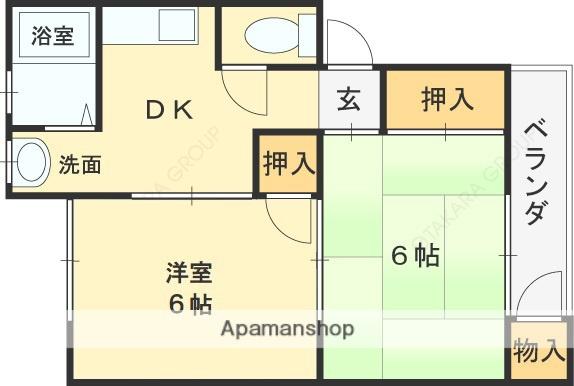 フローラル岩本(2DK/2階)の間取り写真