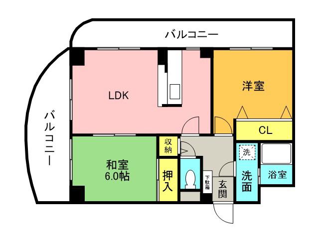 ヴィラ大鹿(2LDK/3階)の間取り写真