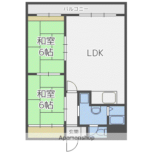 飛鳥グランドパレス(2LDK/3階)の間取り写真