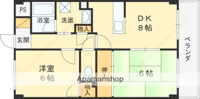 ルミエール(2DK/2階)の間取り写真