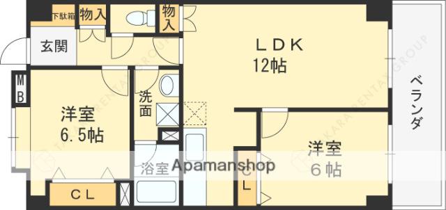 ひよどり(2LDK/3階)の間取り写真