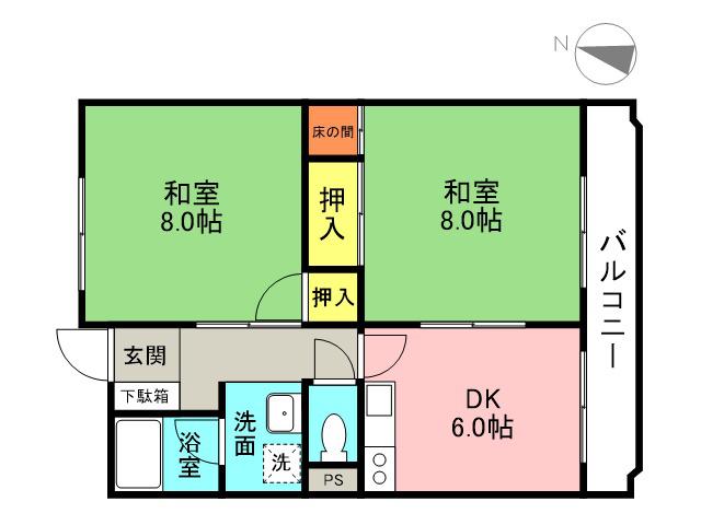 コーポ西台(2DK/4階)の間取り写真