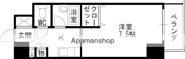 ブランベール甲東園(1K/5階)の間取り写真