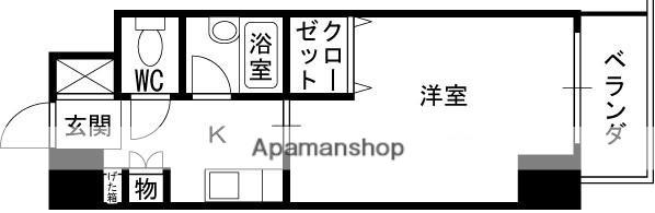 ブランベール甲東園(1K/6階)の間取り写真