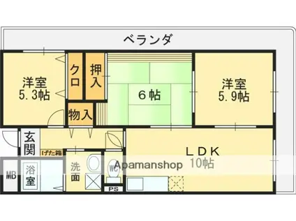 エテルノフェンテ(3LDK/5階)の間取り写真