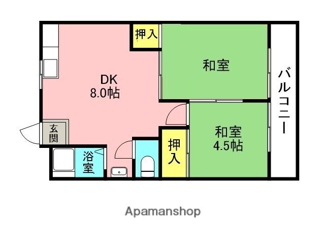ツガワハイツ(2DK/1階)の間取り写真