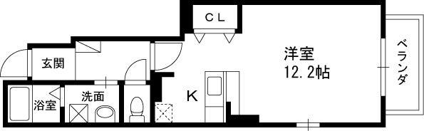 エレガンシア(ワンルーム/1階)の間取り写真