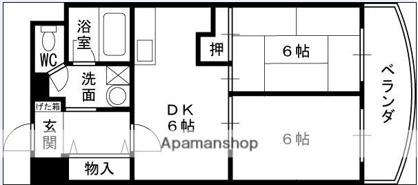 ロールス塚口3(2DK/2階)の間取り写真