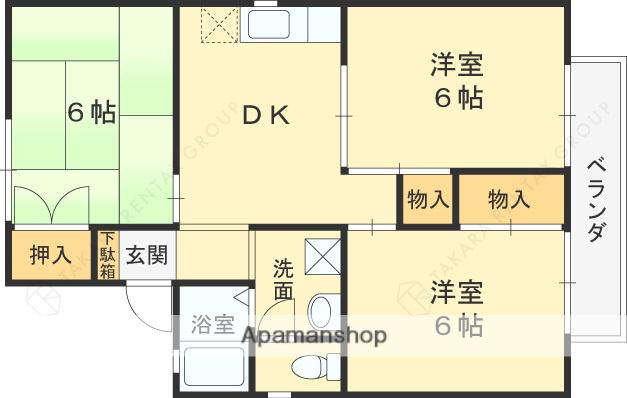 パセオ仁川(3DK/2階)の間取り写真