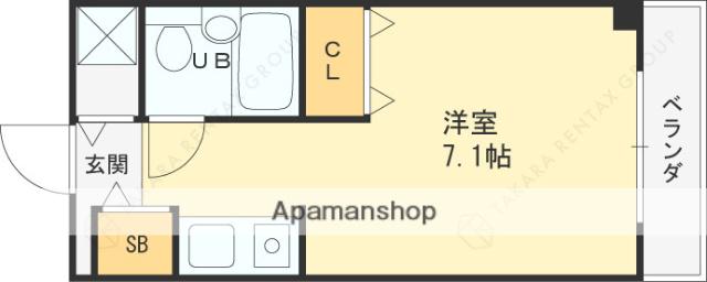 瑠璃甲東園(1K/4階)の間取り写真