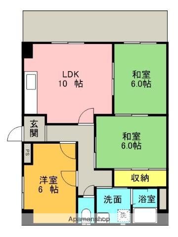 ハイツエリカ(3LDK/3階)の間取り写真