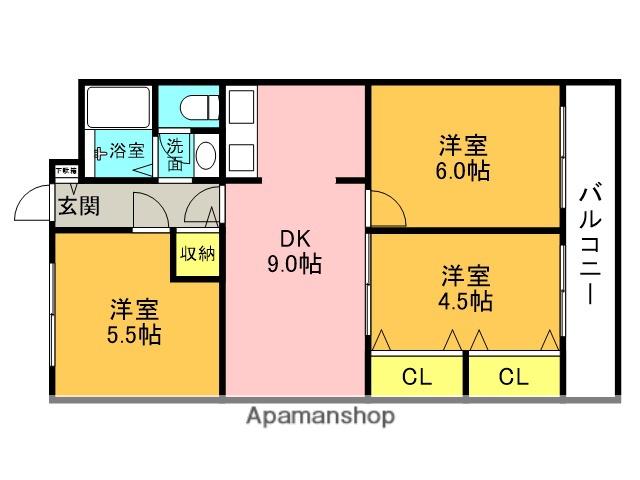 シャン堀之内(3DK/1階)の間取り写真