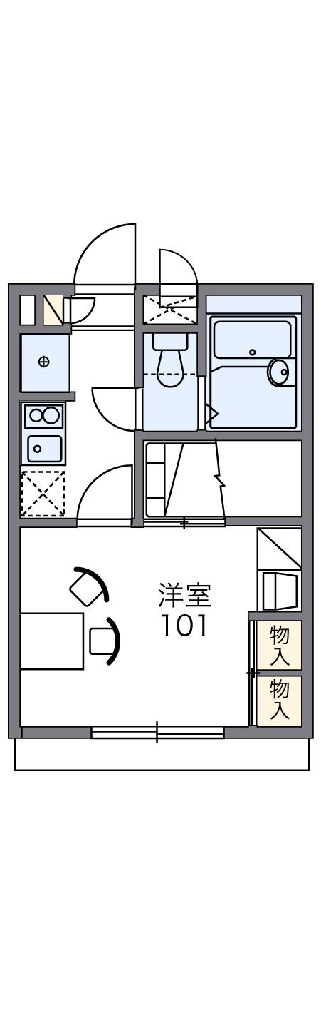 レオパレスグリーンスタジオ伊丹(1K/1階)の間取り写真