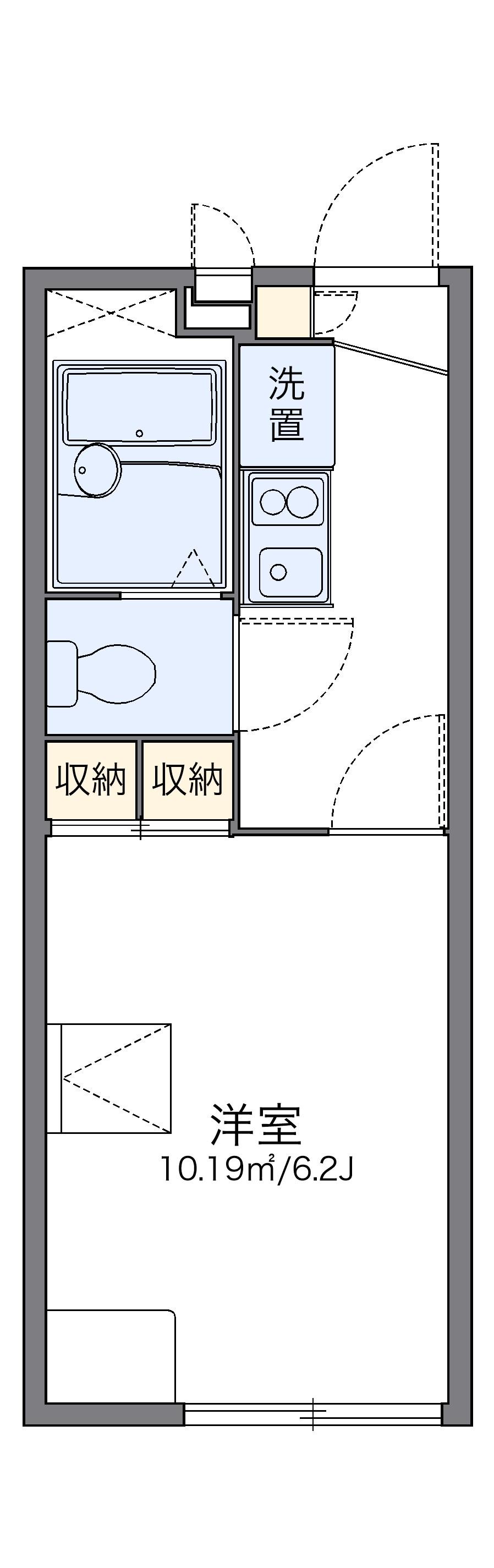 レオパレスブリリアントⅡ(1K/1階)の間取り写真